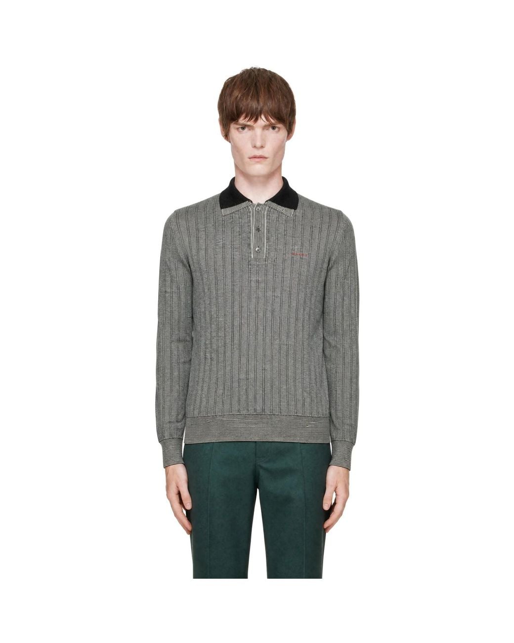 Marni Gray Virgin Wool Polo for men