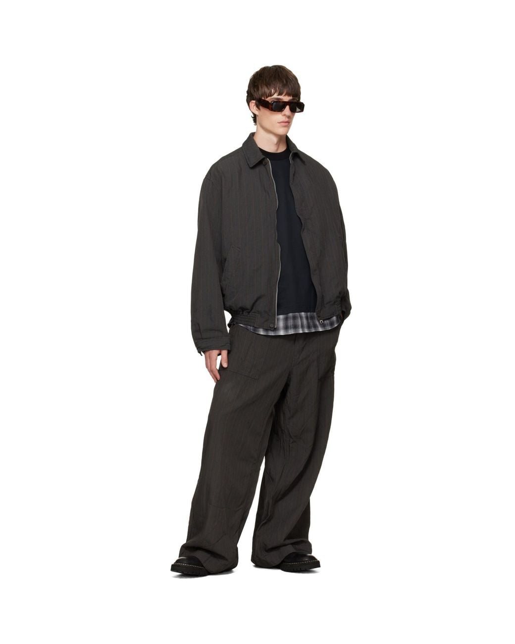 Comme des Garçons Black Herringbone Stripe Trousers for men