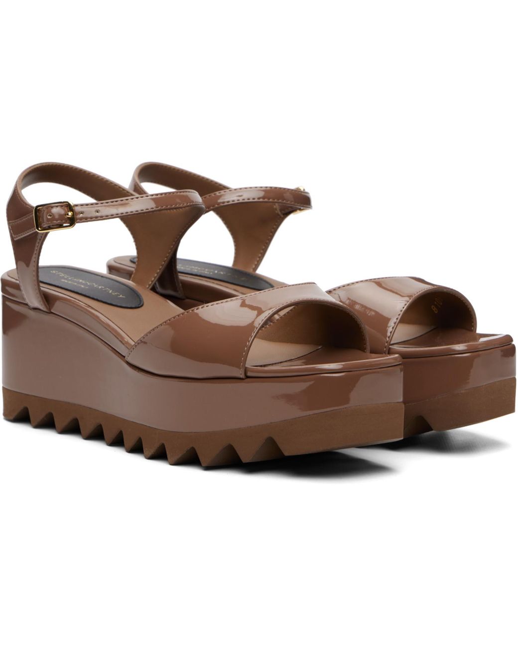 Stella McCartney Brown Elyse Patent Platform Sandals