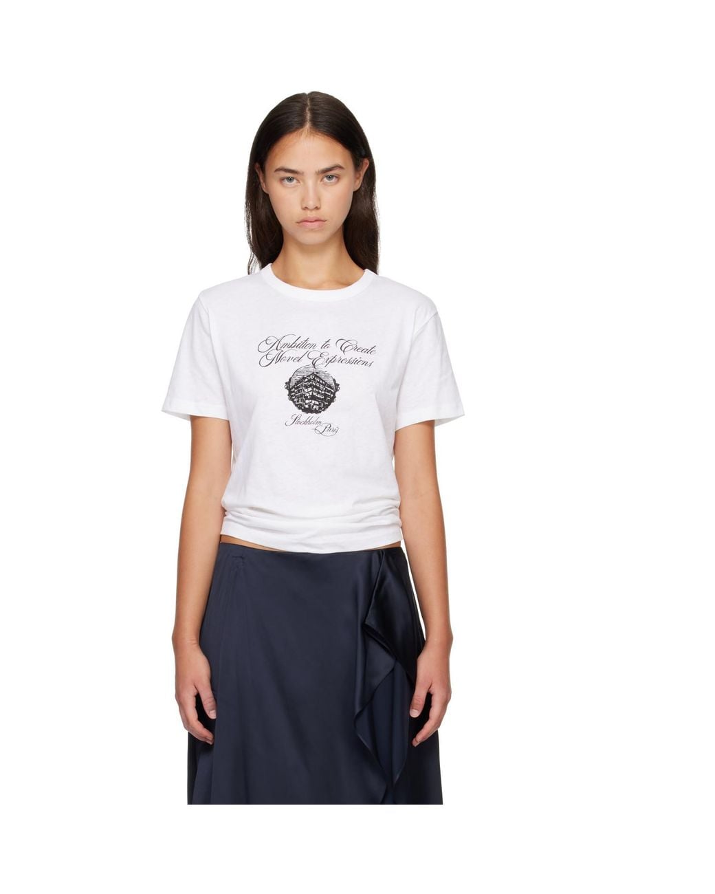 Acne White Graphic Jersey T-Shirt