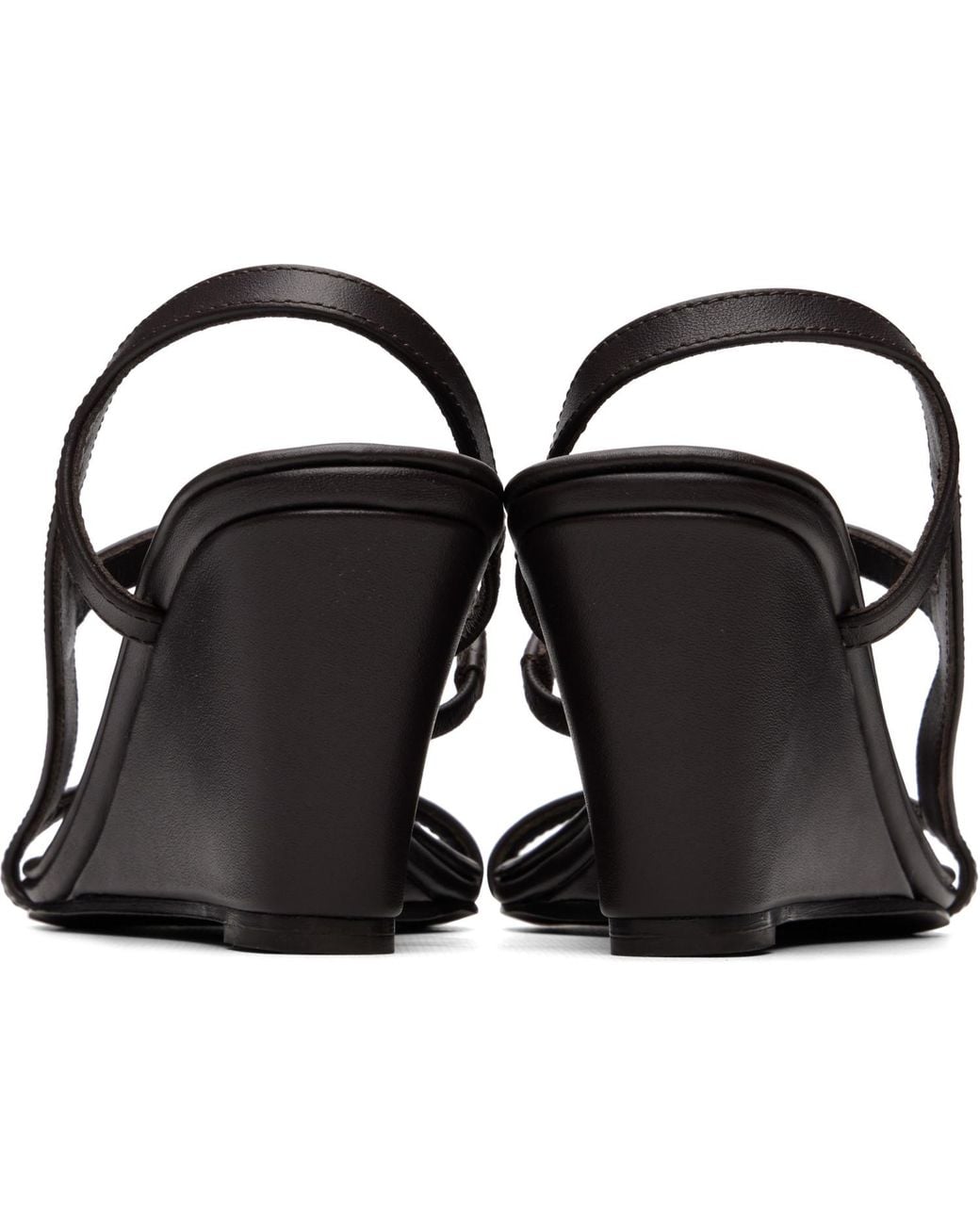 St. Agni Black High Wedge Heeled Sandals