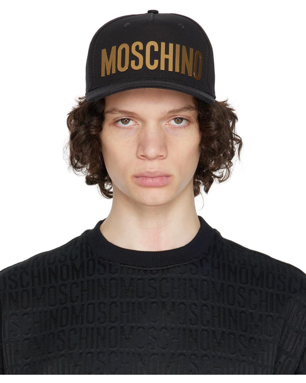 Moschino Metallic Logo Cap in Black for Men | Lyst Canada