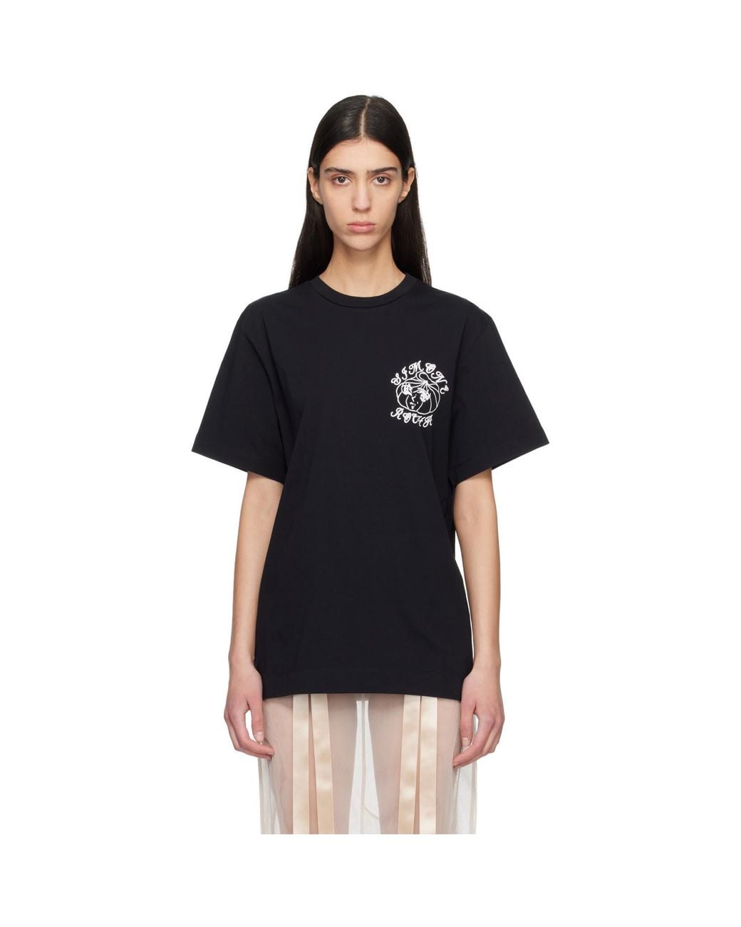 Simone Rocha Black Dim Sum Logo Print T-Shirt