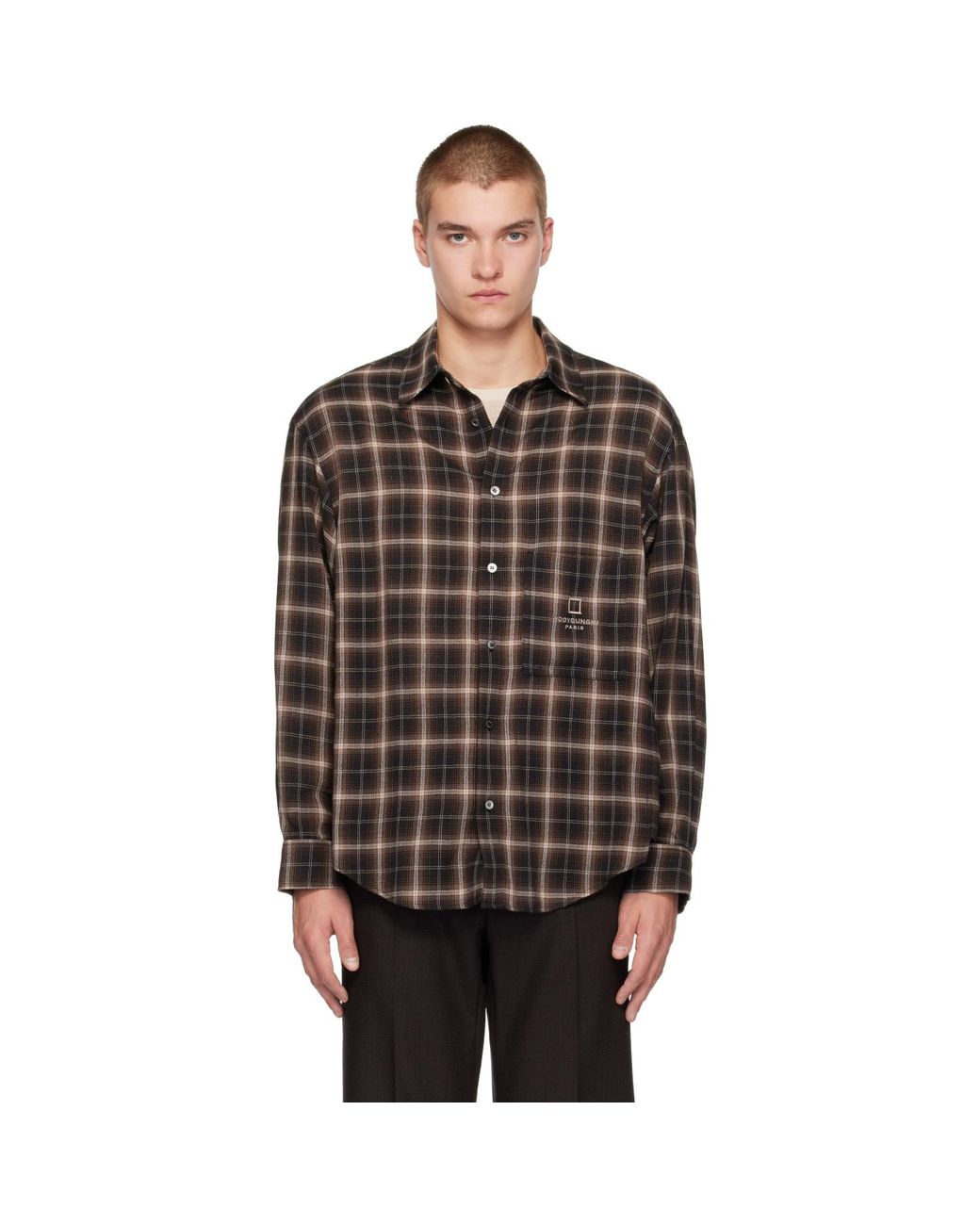 Wooyoungmi Black Ombre Check Shirt for men