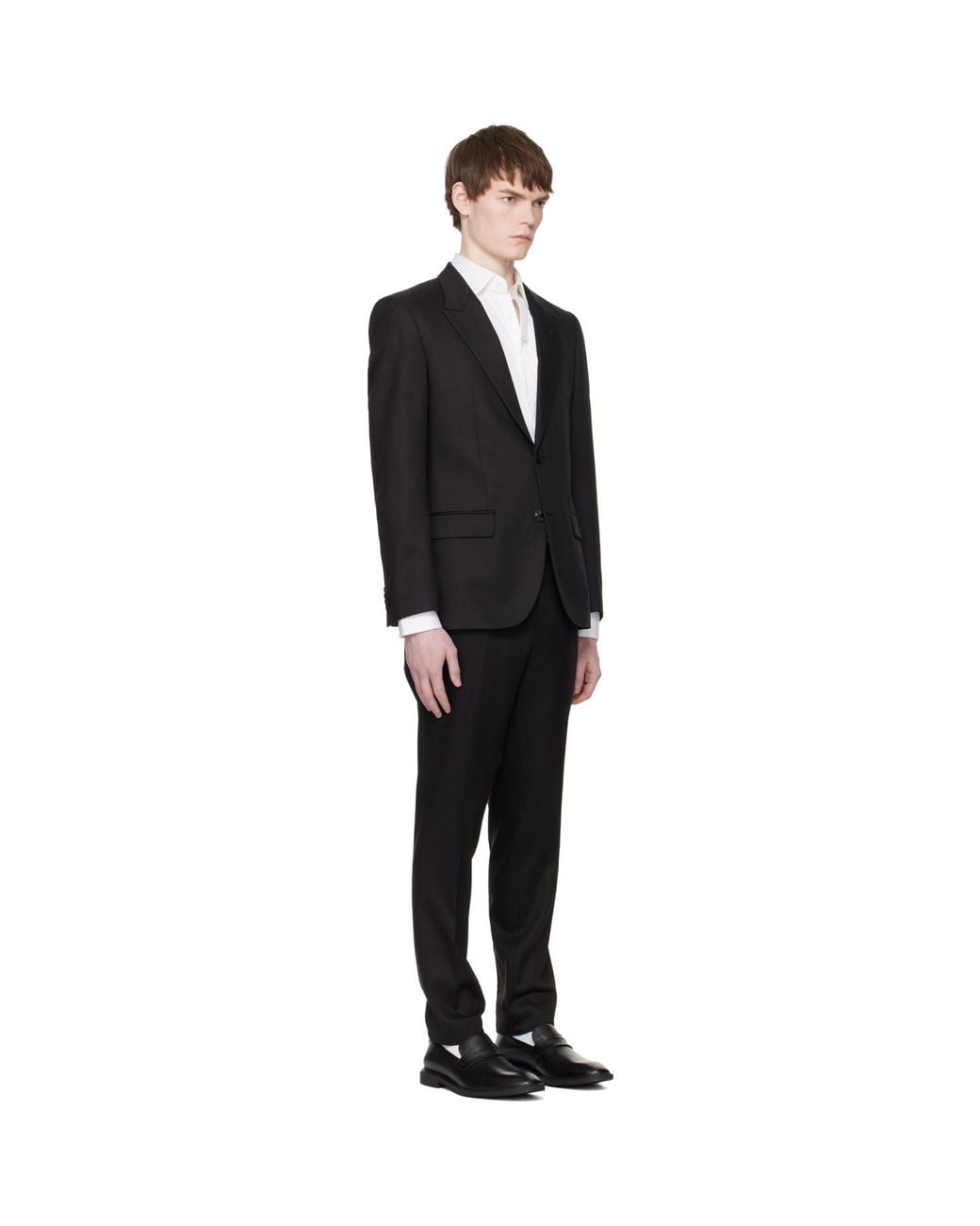 HUGO Black Three-Piece Slim-Fit Twill Suit for men