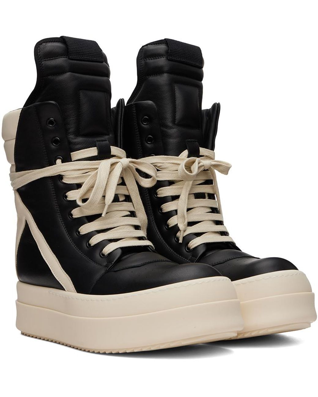 Rick Owens Off- Porterville Mega Geobasket Sneakers in Black