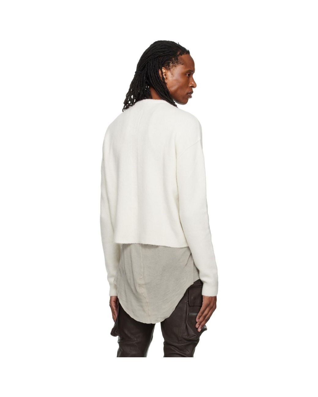 Rick Owens Natural Off- Tower Round Neck Sweater for men
