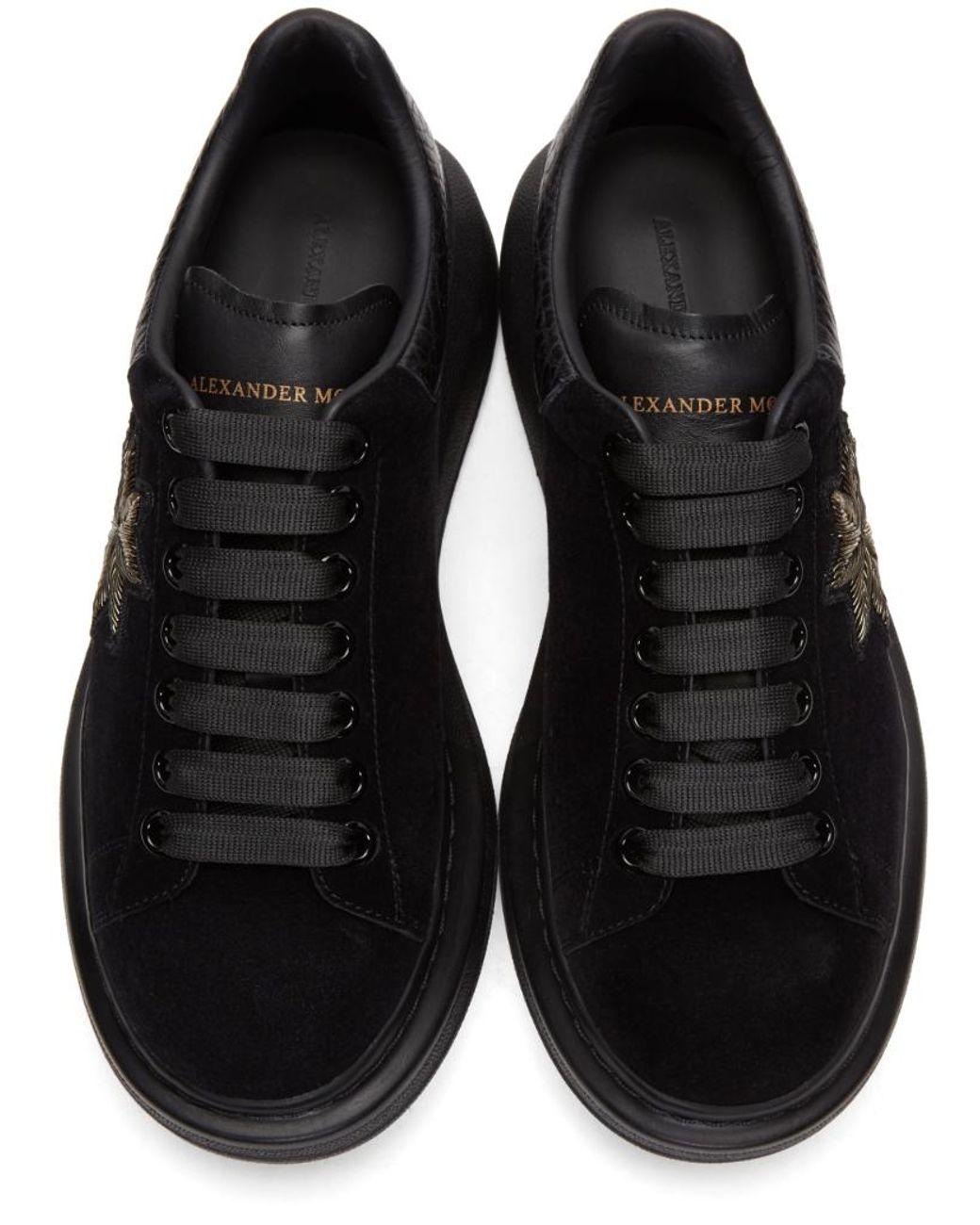 Alexander McQueen Black Velvet Oversized Sneakers for Men | Lyst