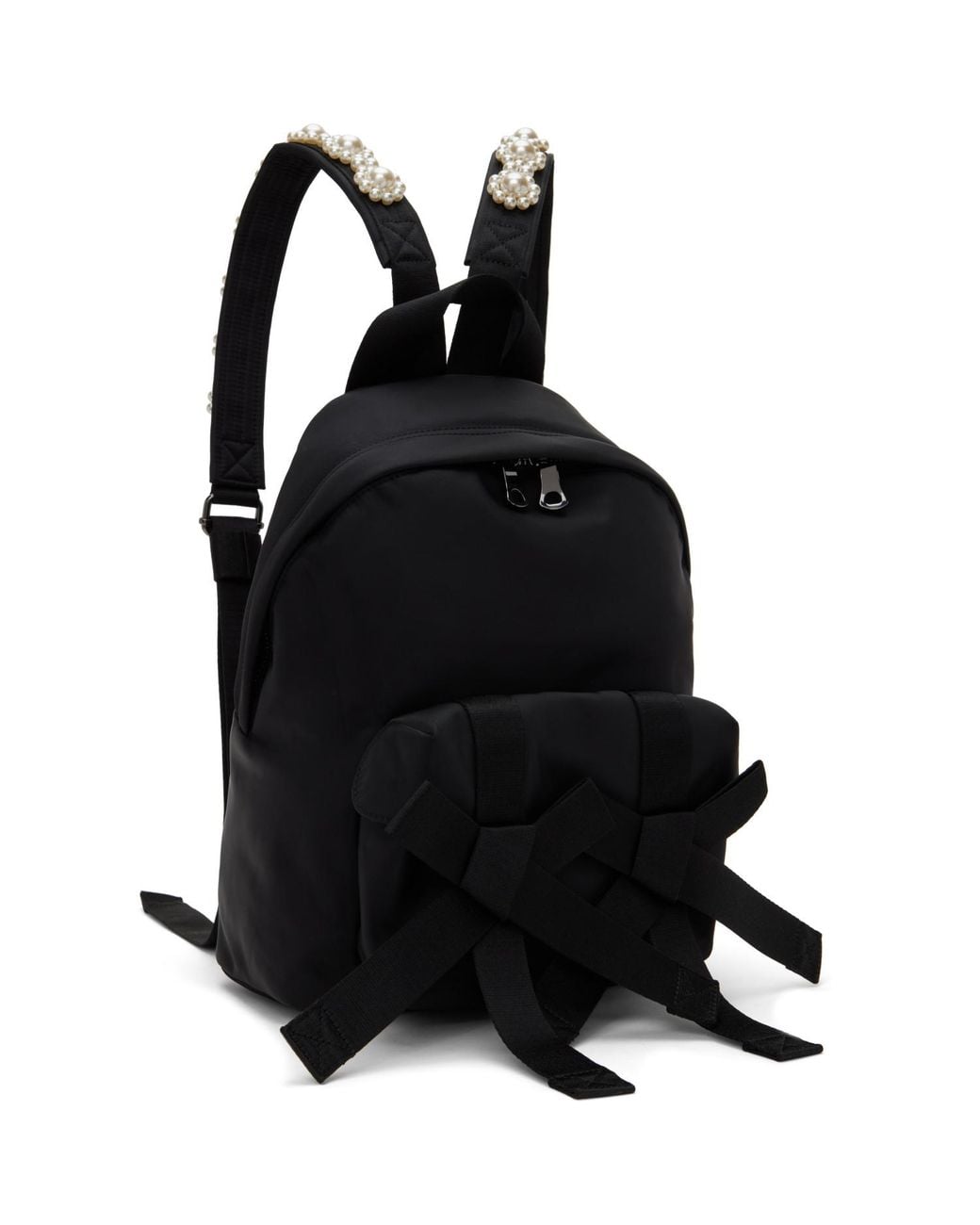 Simone Rocha Black Beaded Utility Bow Backpack