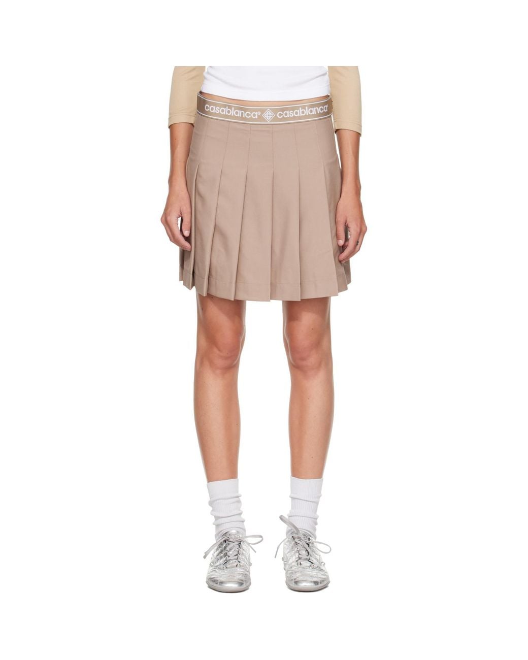 Casablanca Natural Pleated Miniskirt