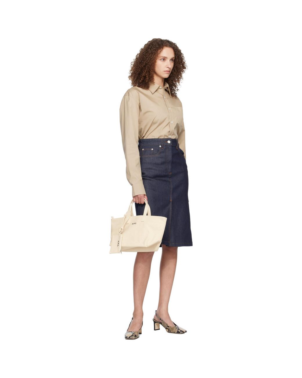 A.P.C. Natural Off- 'Le Drummer' Toile Small Tote