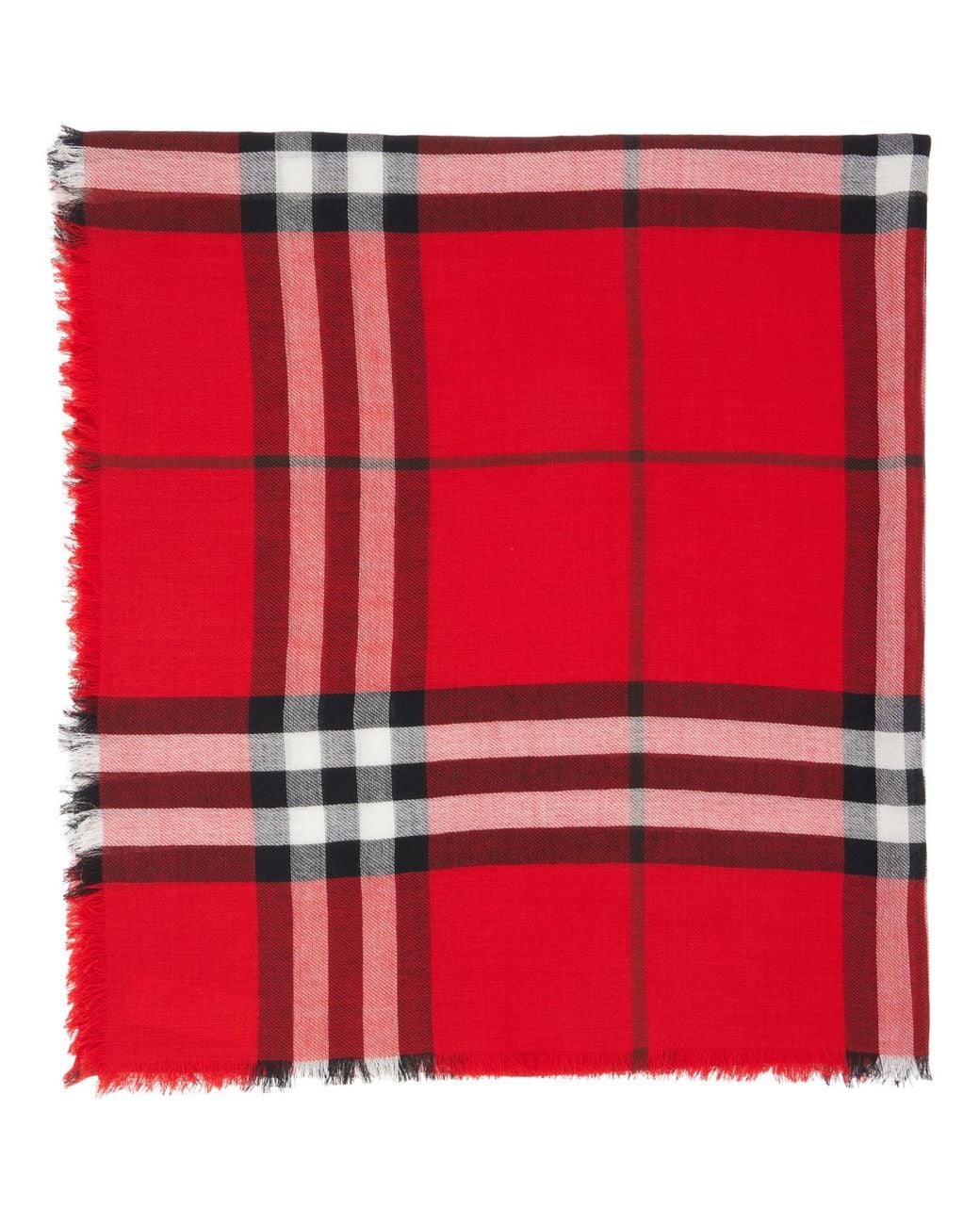 Burberry Red Wide Check Wool Scarf
