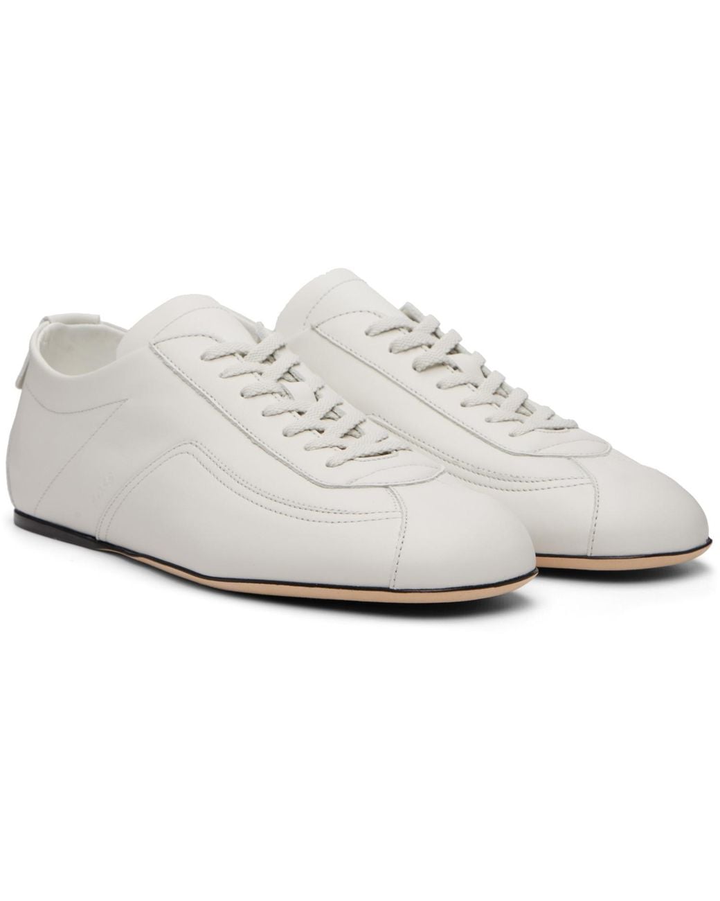 Boss White Ded Logo Nappa-Leather Sneakers for men