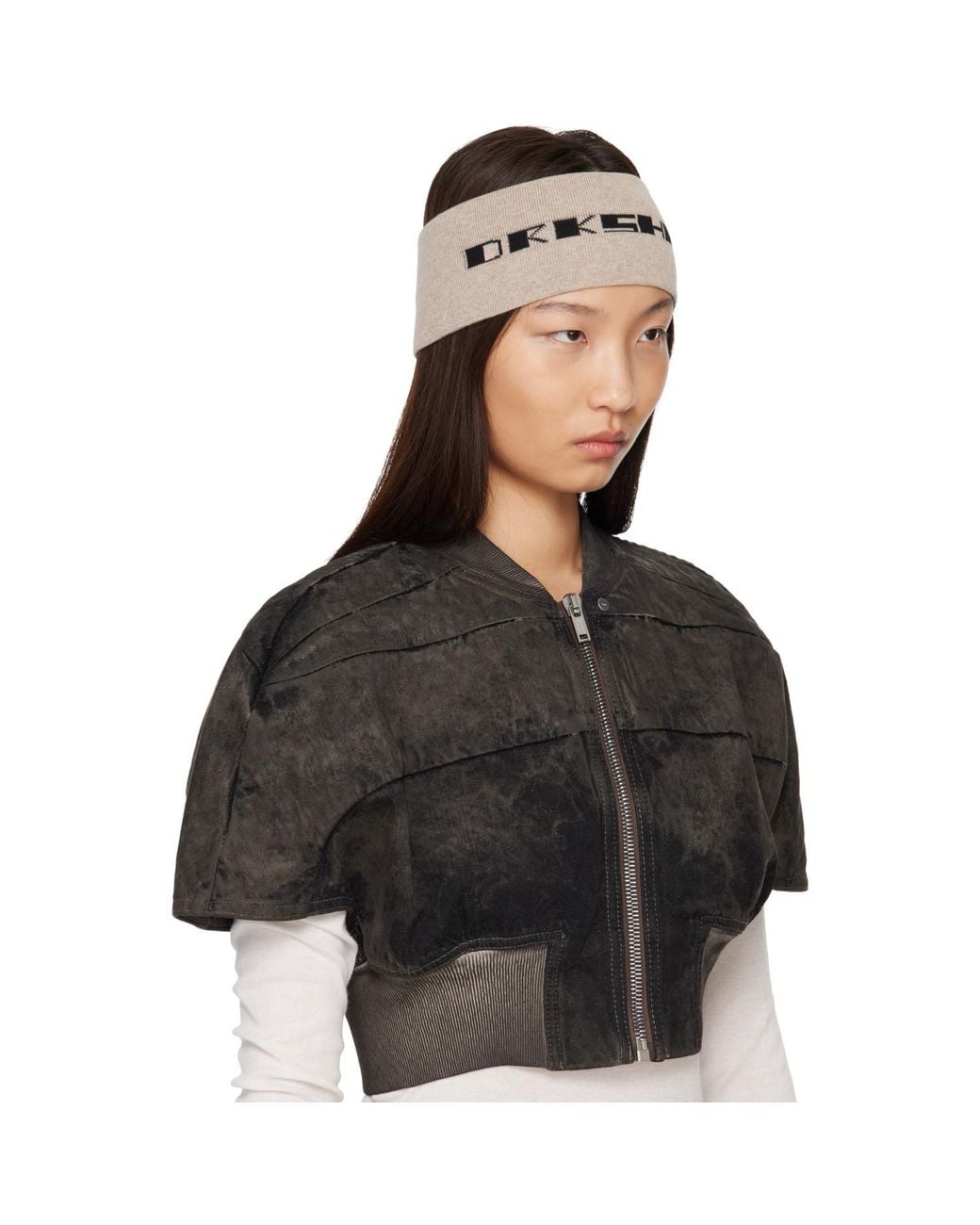 Rick Owens Natural Tower Cotton Knit Headband