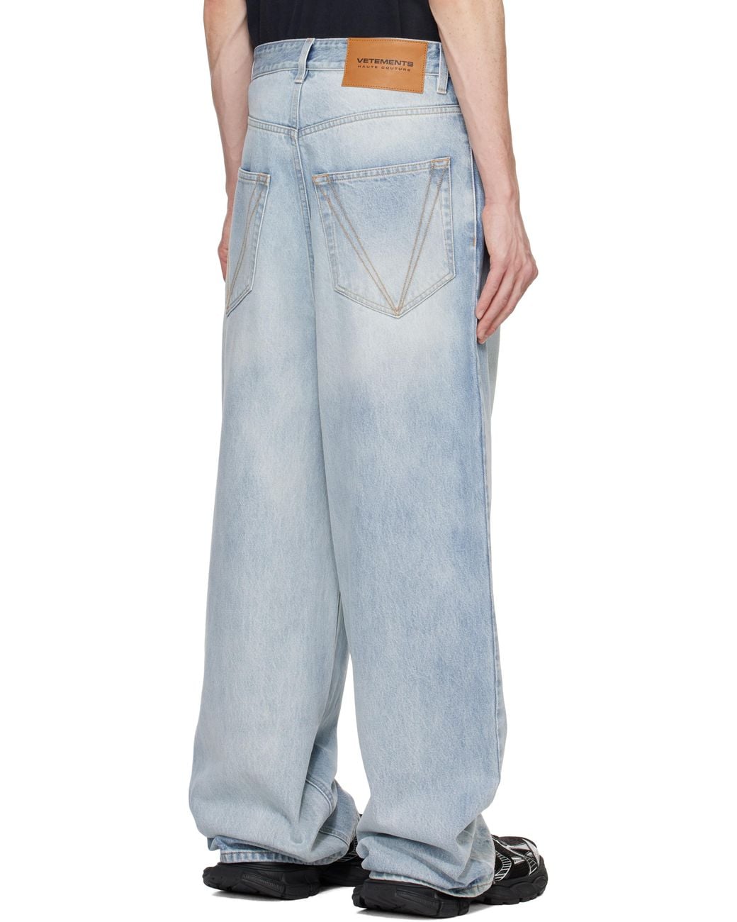 Vetements Embroidered Logo Baggy Jeans in Black for Men | Lyst