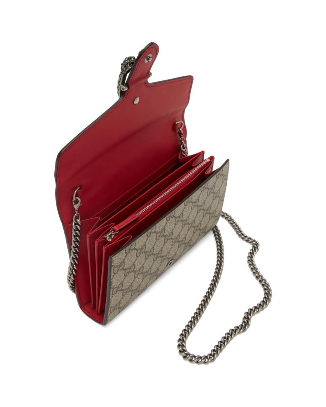 Gucci Beige And Red GG Dionysus Chain Wallet Bag