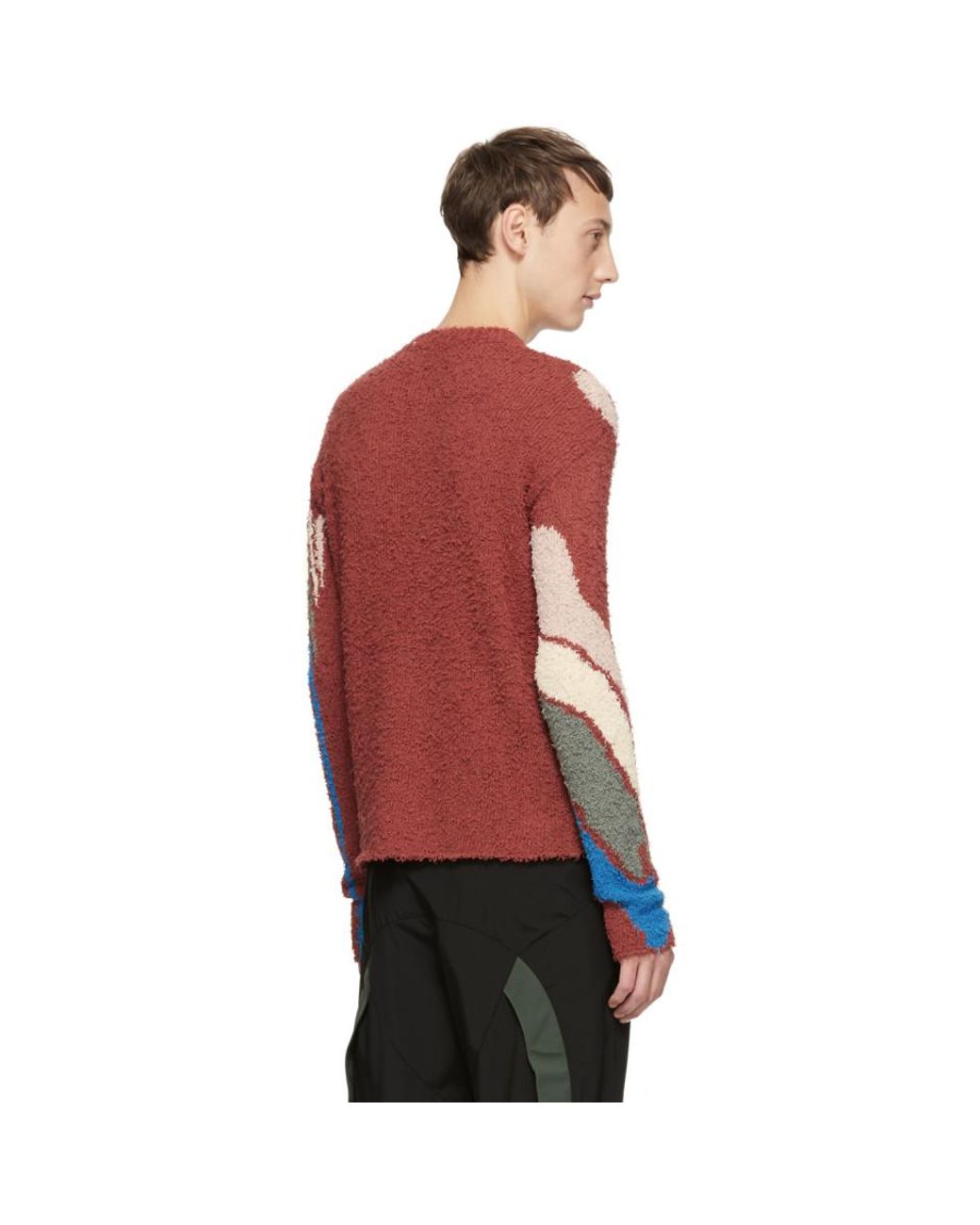 Kiko Kostadinov Red Delva Body Intarsia Knit Sweater for Men | Lyst