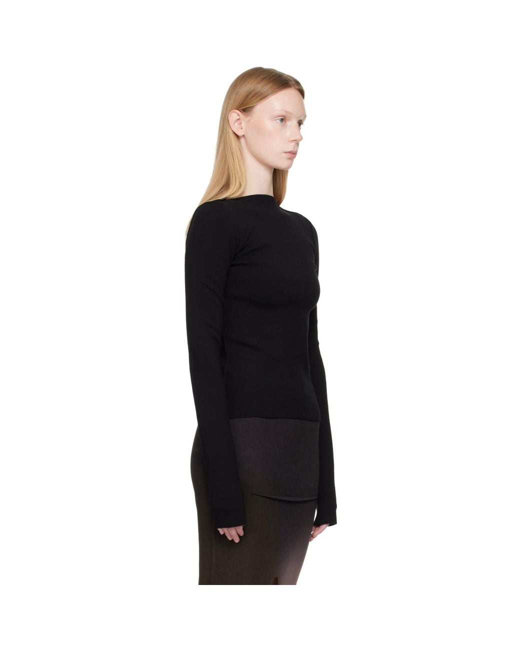 Rick Owens Black Tower Tight Ls T-Shirt