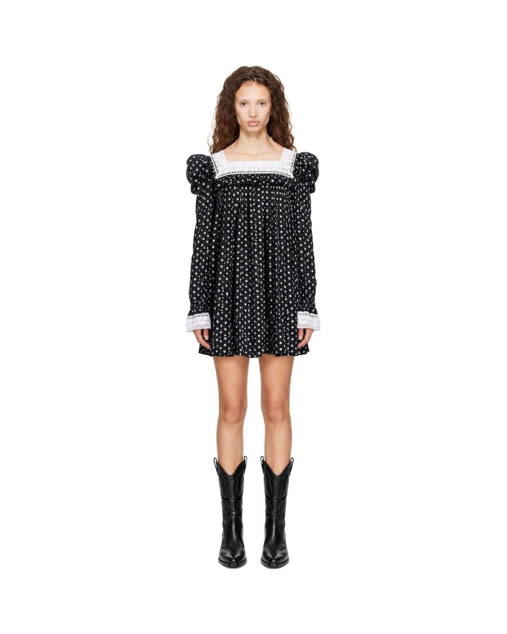 LAURA ANDRASCHKO Black Vampire Boho Minidress