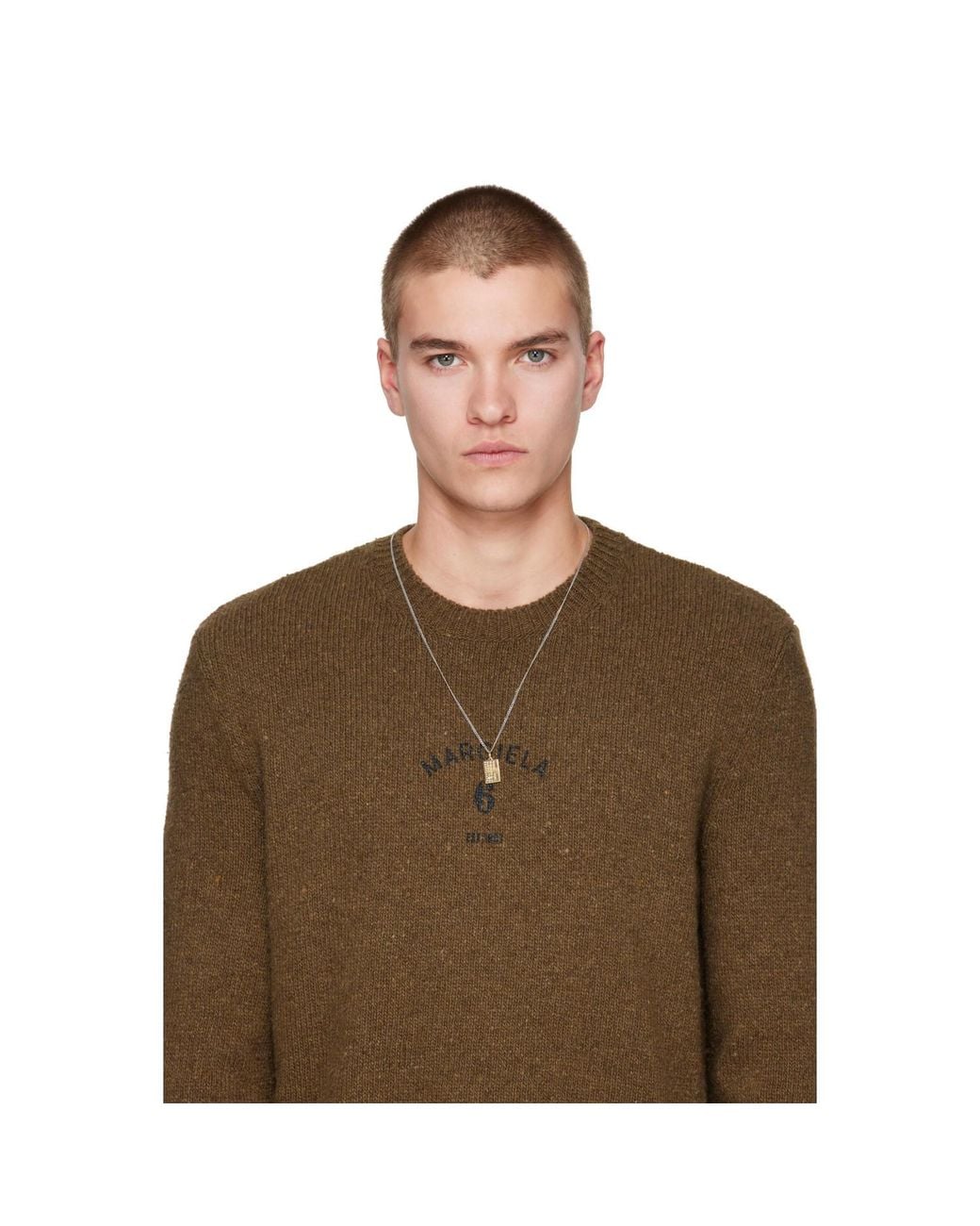 Maison Margiela Metallic Numeric Diamond Pendant Necklace for men