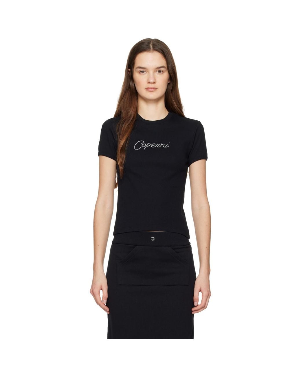 Coperni Black Baby Crystal T-Shirt