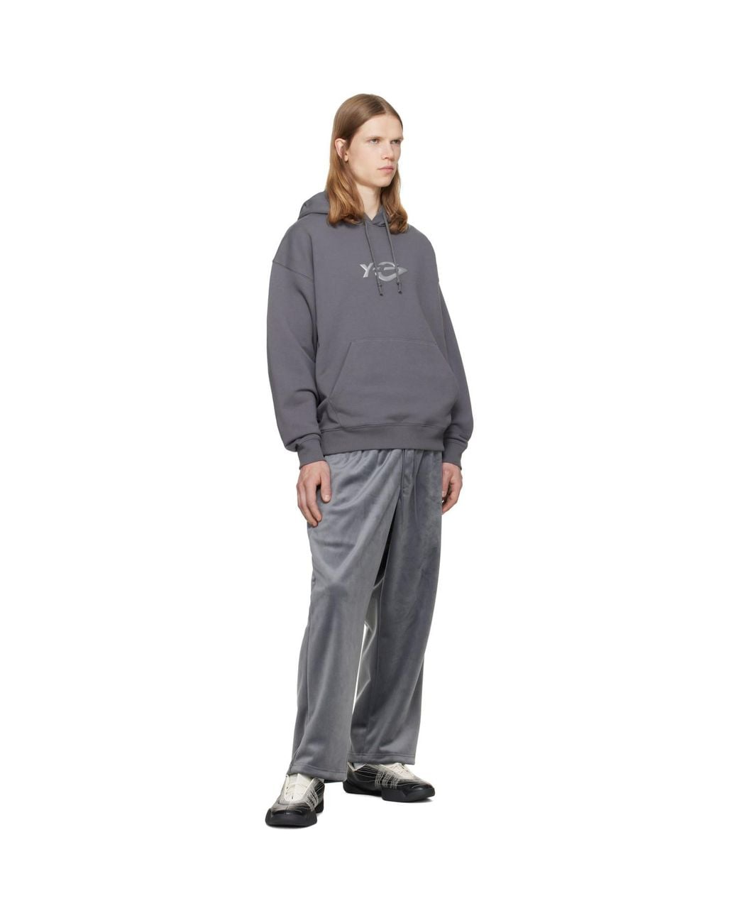 Y-3 Gray Velvet Corduroy Track Pants for men