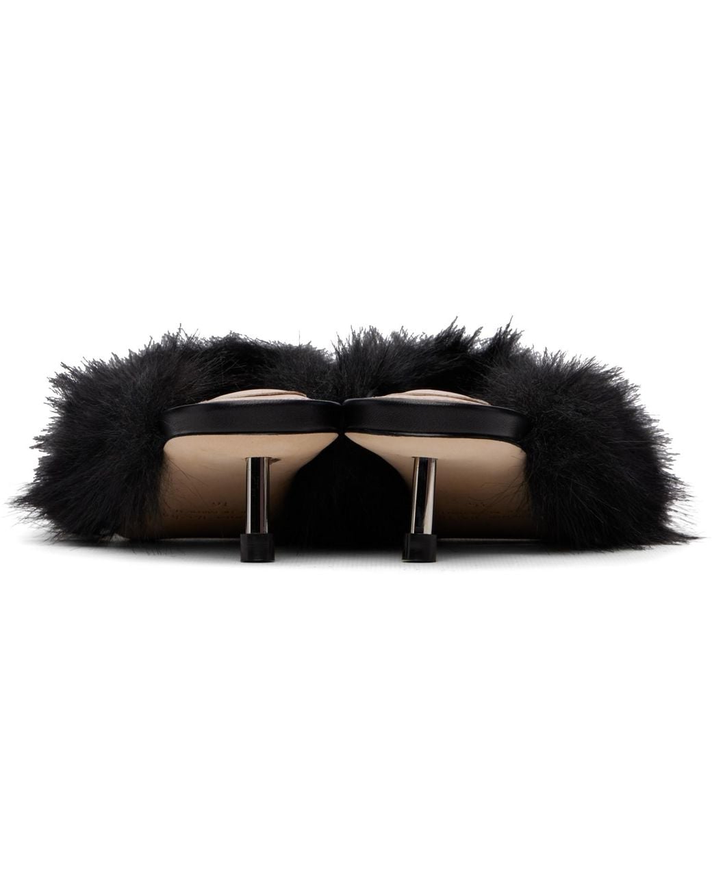 Simone Rocha Black Faux Fur Mule Heels