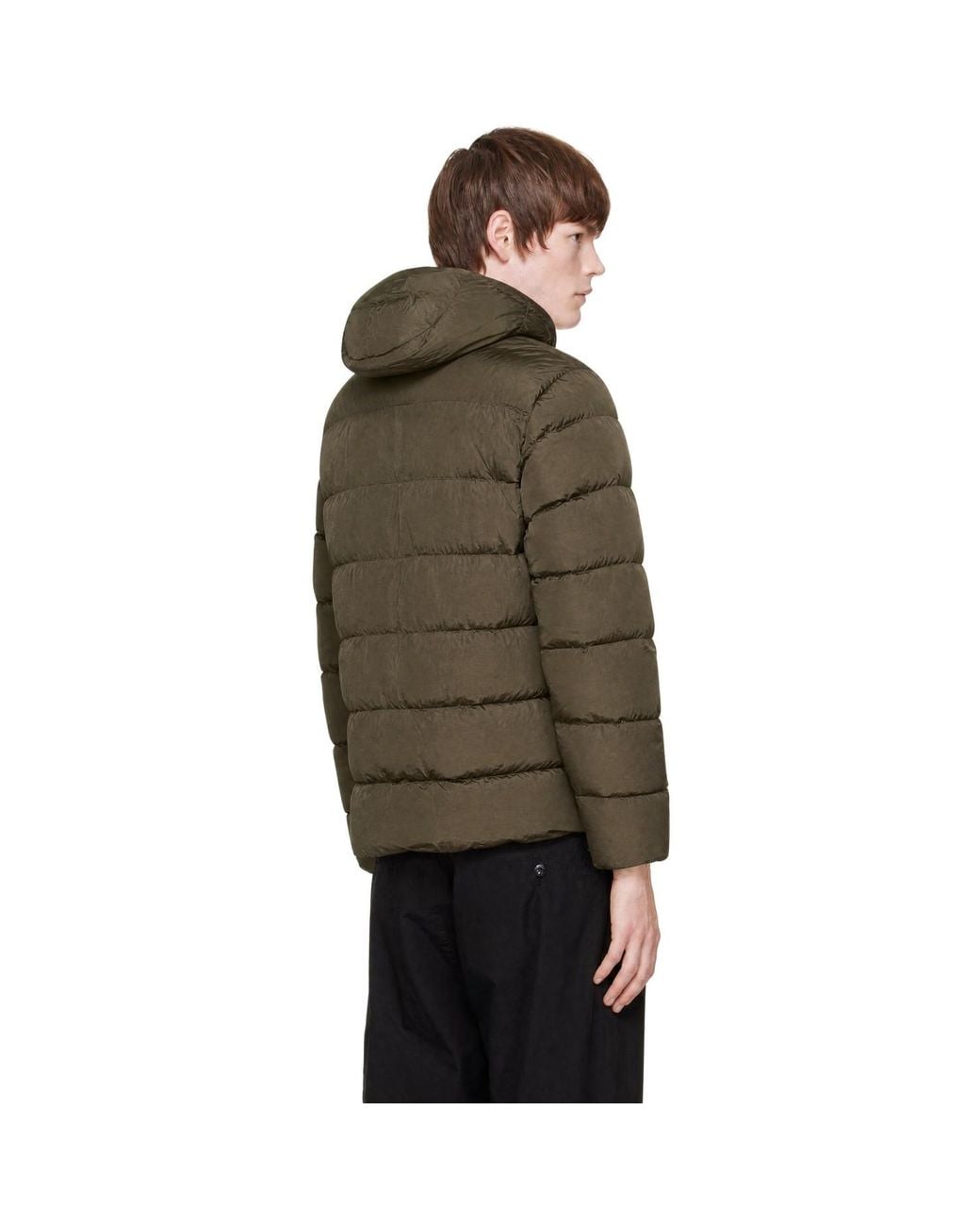 C P Company Brown Khaki Chrome-R Goggle Down Jacket for men