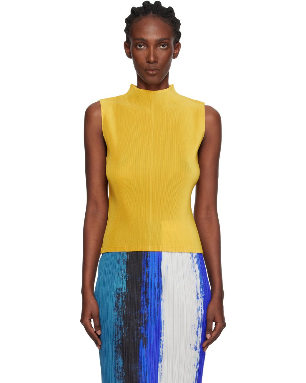 Pleats Please Issey Miyake Mist July Tank Top in Orange | Lyst