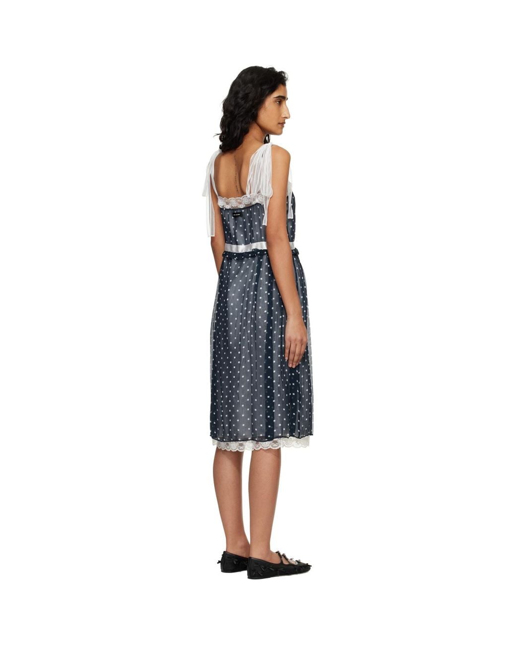 Marc Jacobs Blue Ribbon Strap Chiffon Midi Dress