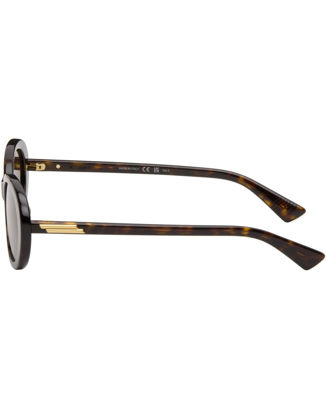 Bottega Veneta Black Slim Ribbon Oval Sunglasses