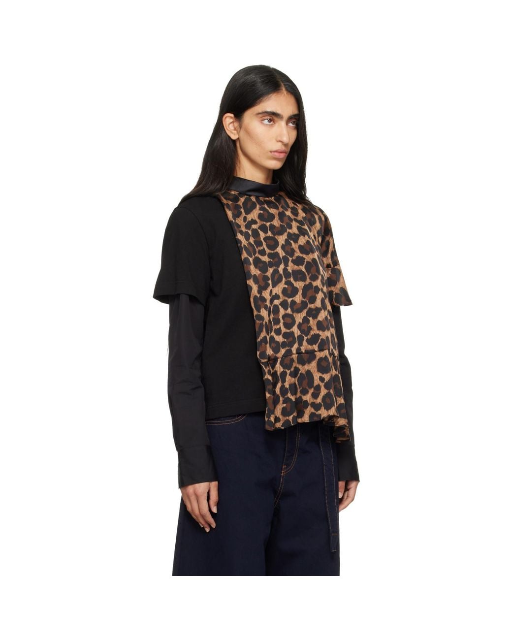 Sacai Black Leopard Jersey T-Shirt