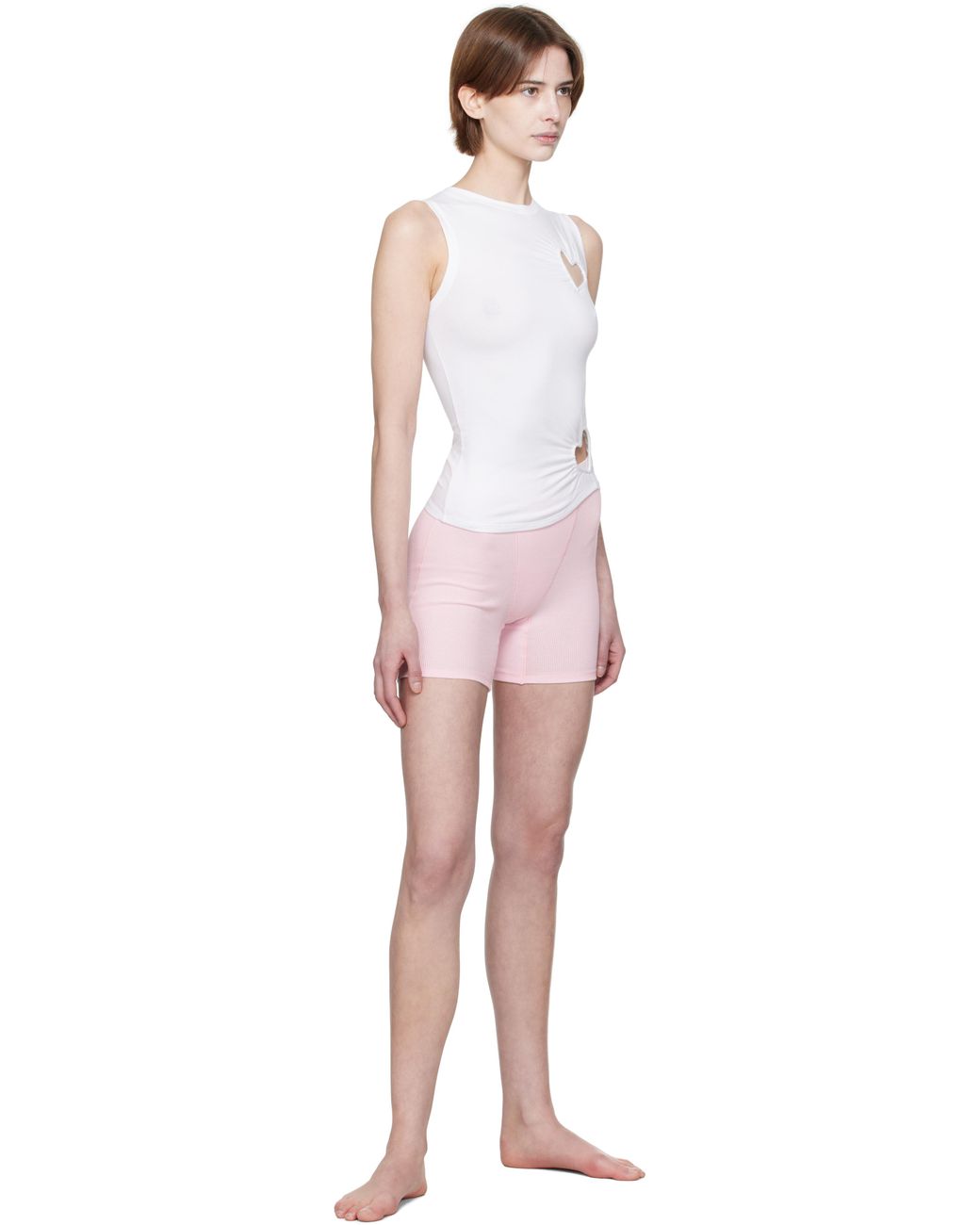 Skims タンクトップ ピンク ノースリーブタンクトップ ハートデザイン Skims ホワイト Cotton Jersey ハート タンクトップ ピンク | Lyst