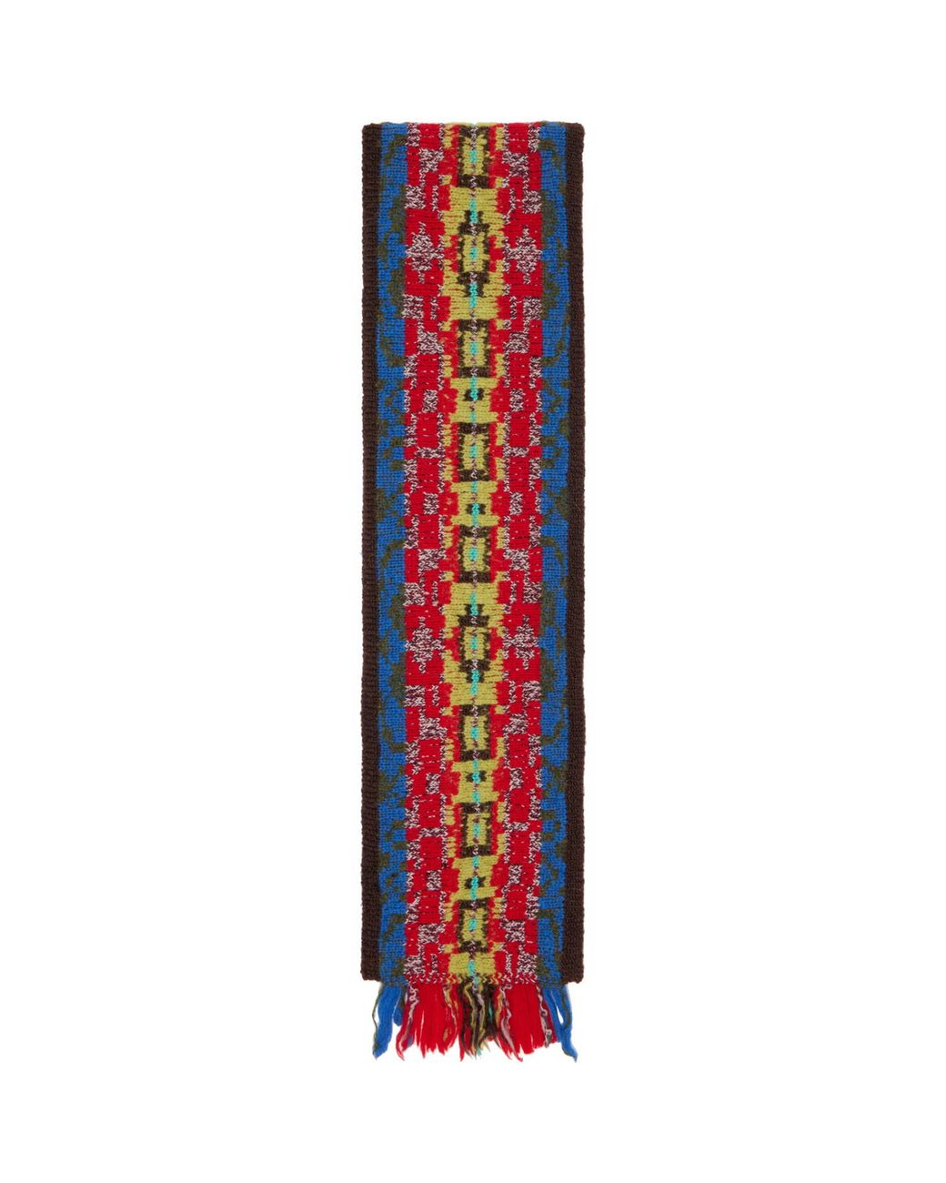 Dries Van Noten Blue Jacquard Wool Scarf for men