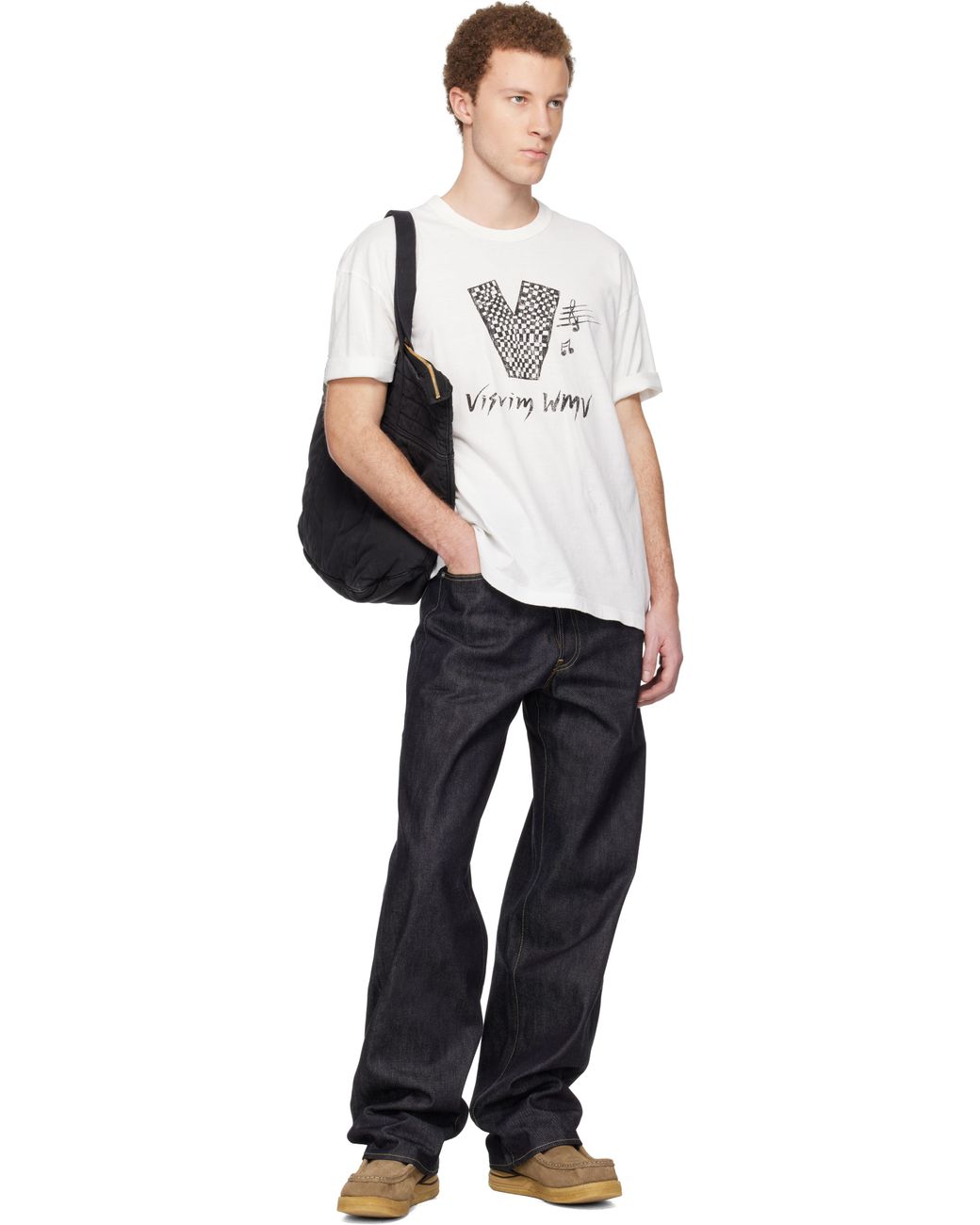 Visvim White Off- Jumbo S/S V Crash T-Shirt for men