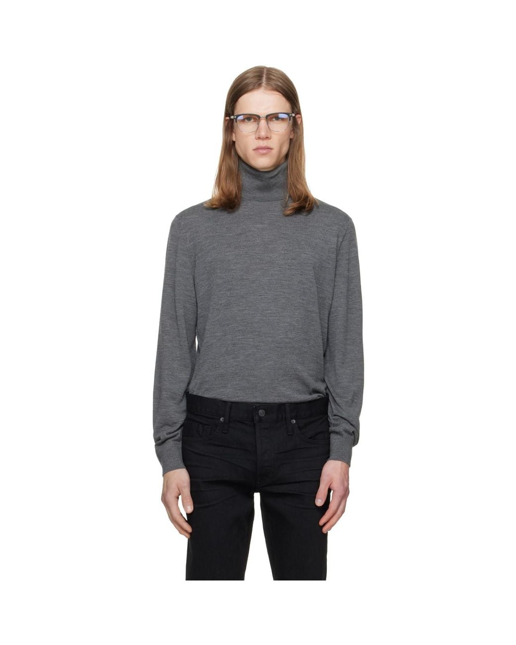 Tom Ford Gray Fine Gauge Pure Wool Turtleneck for men