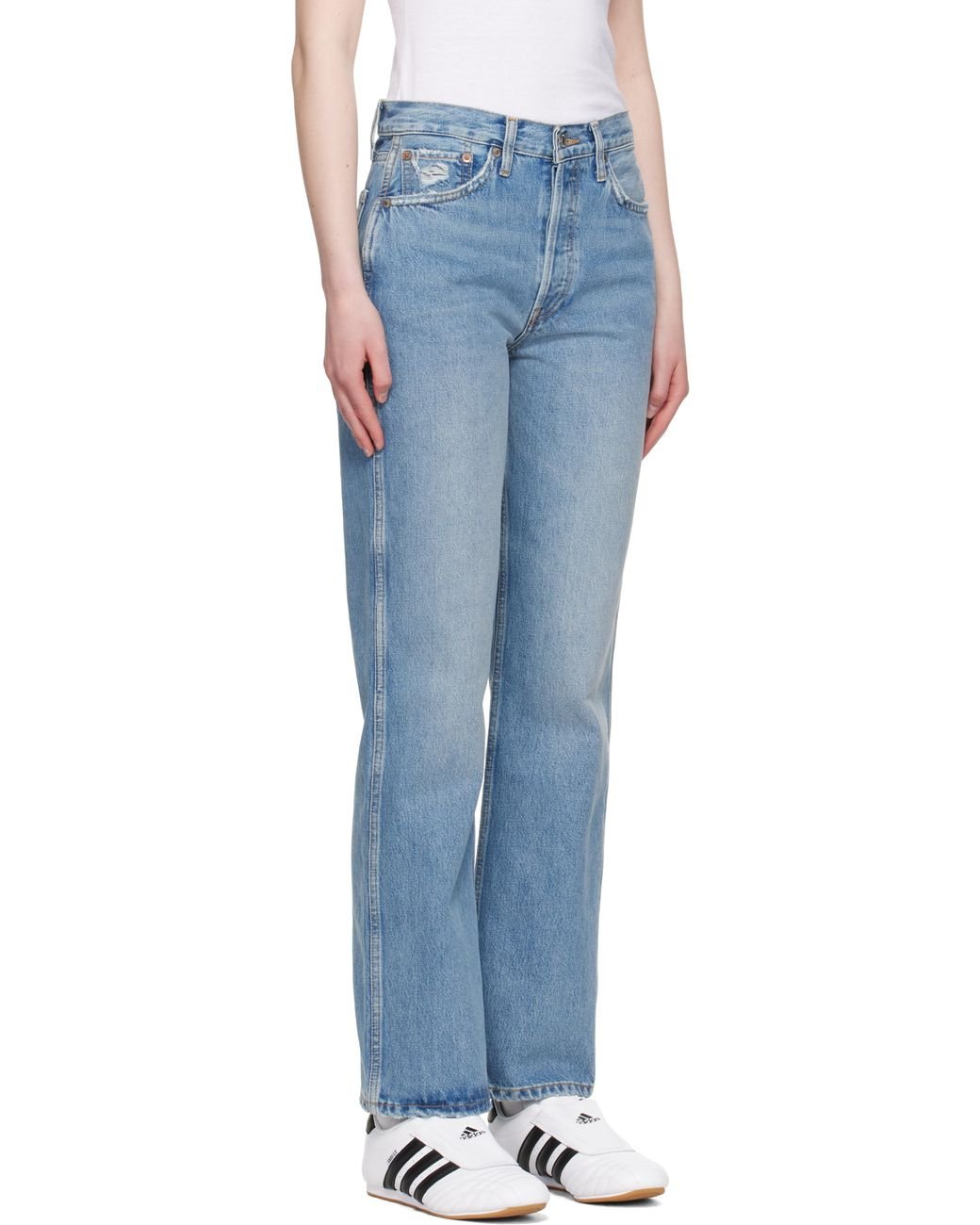 Re/done ブルー ハイウエスト ルーズジーンズ Blue