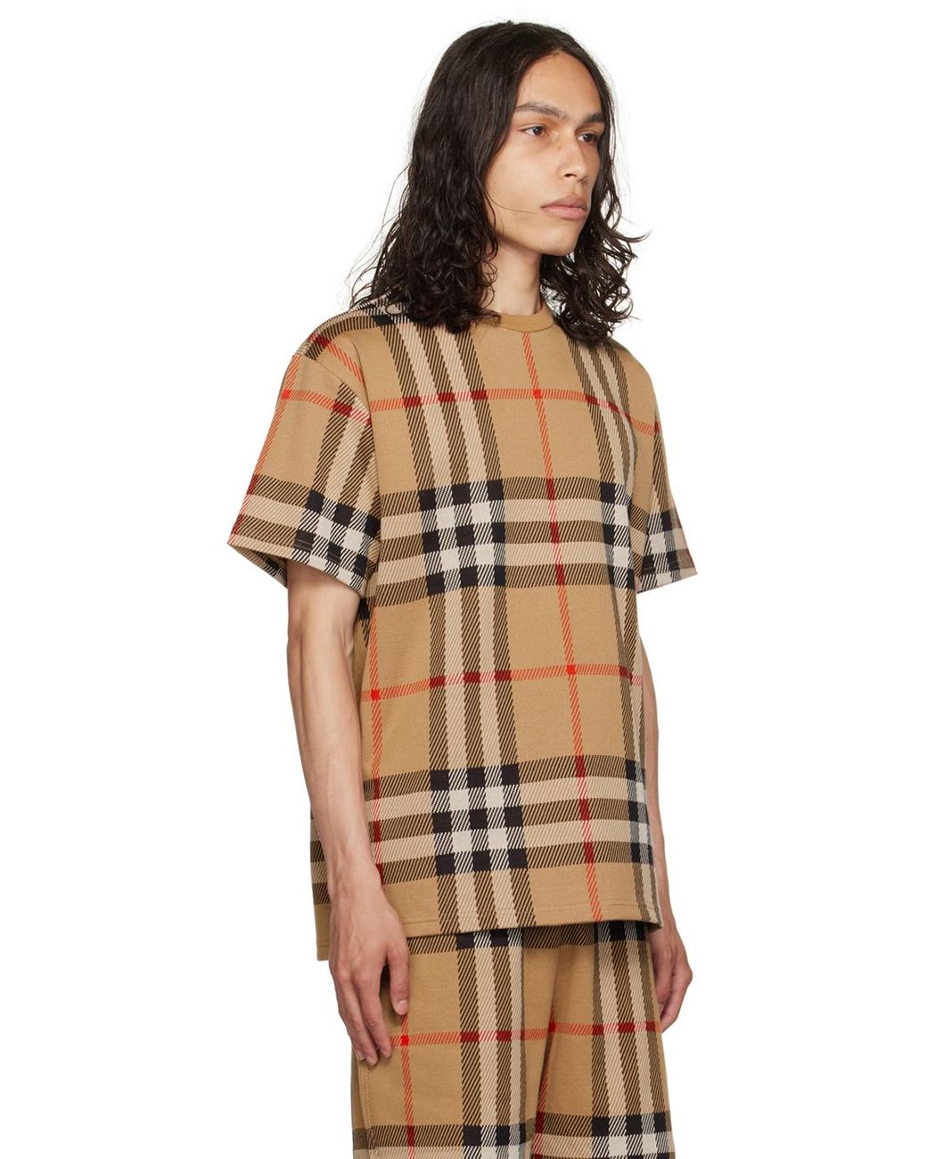 Burberry Check T Shirt in Black for Men Lyst