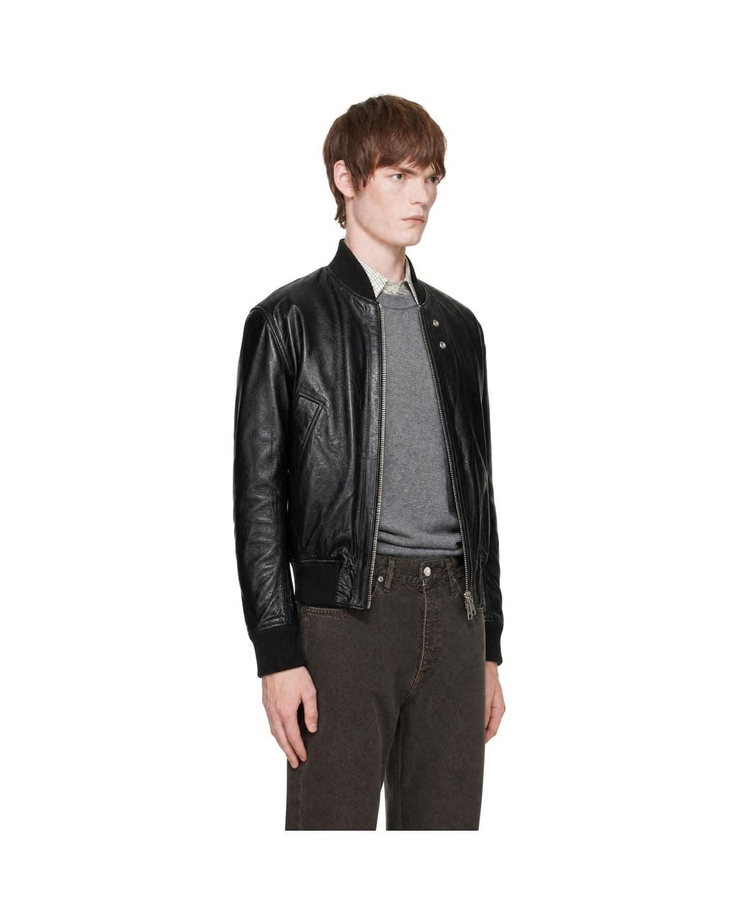 sunflower Black Leather Flight Jacket for men