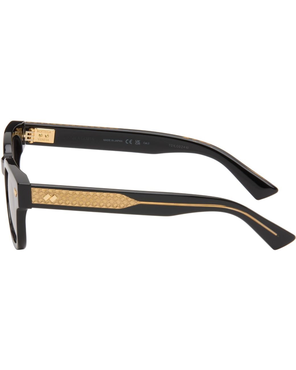 Bottega Veneta Black Intrecciato Panthos Sunglasses for men