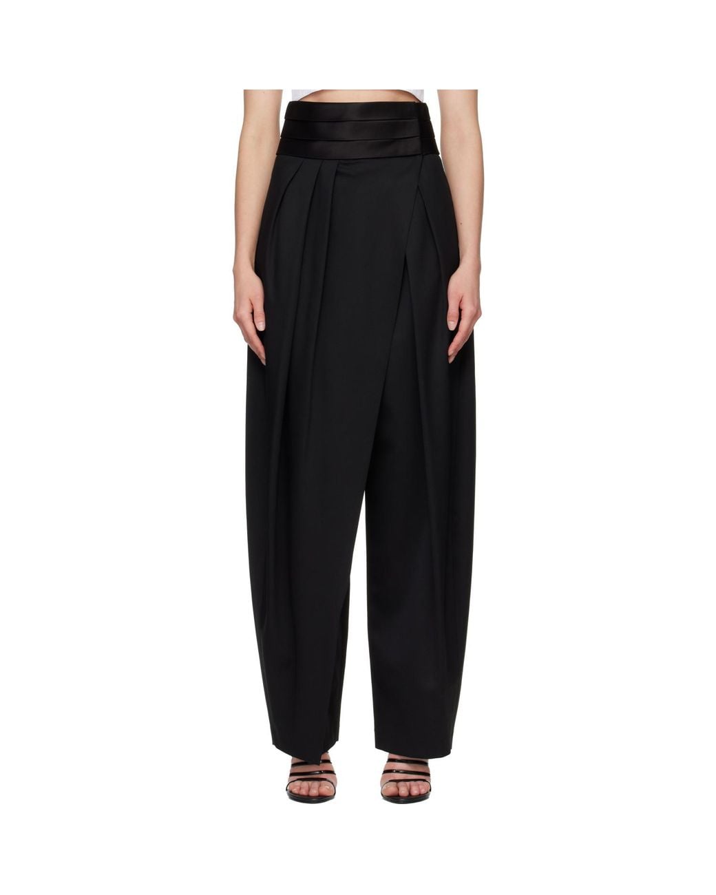 Alaïa Black Tux Round Wool Trousers