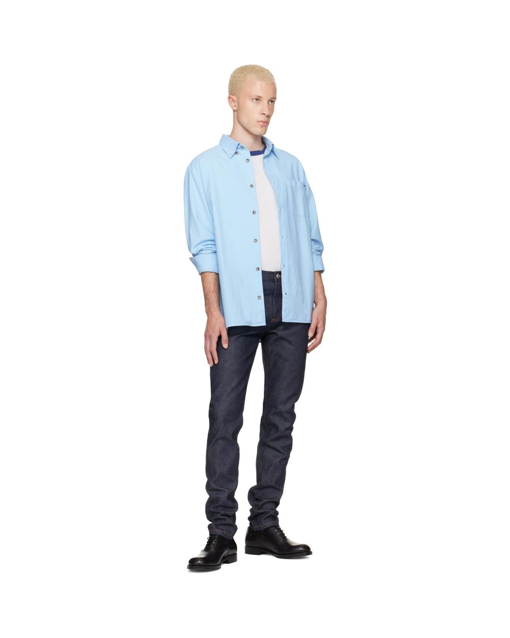 A.P.C. Blue Mateo Logo Shirt for men