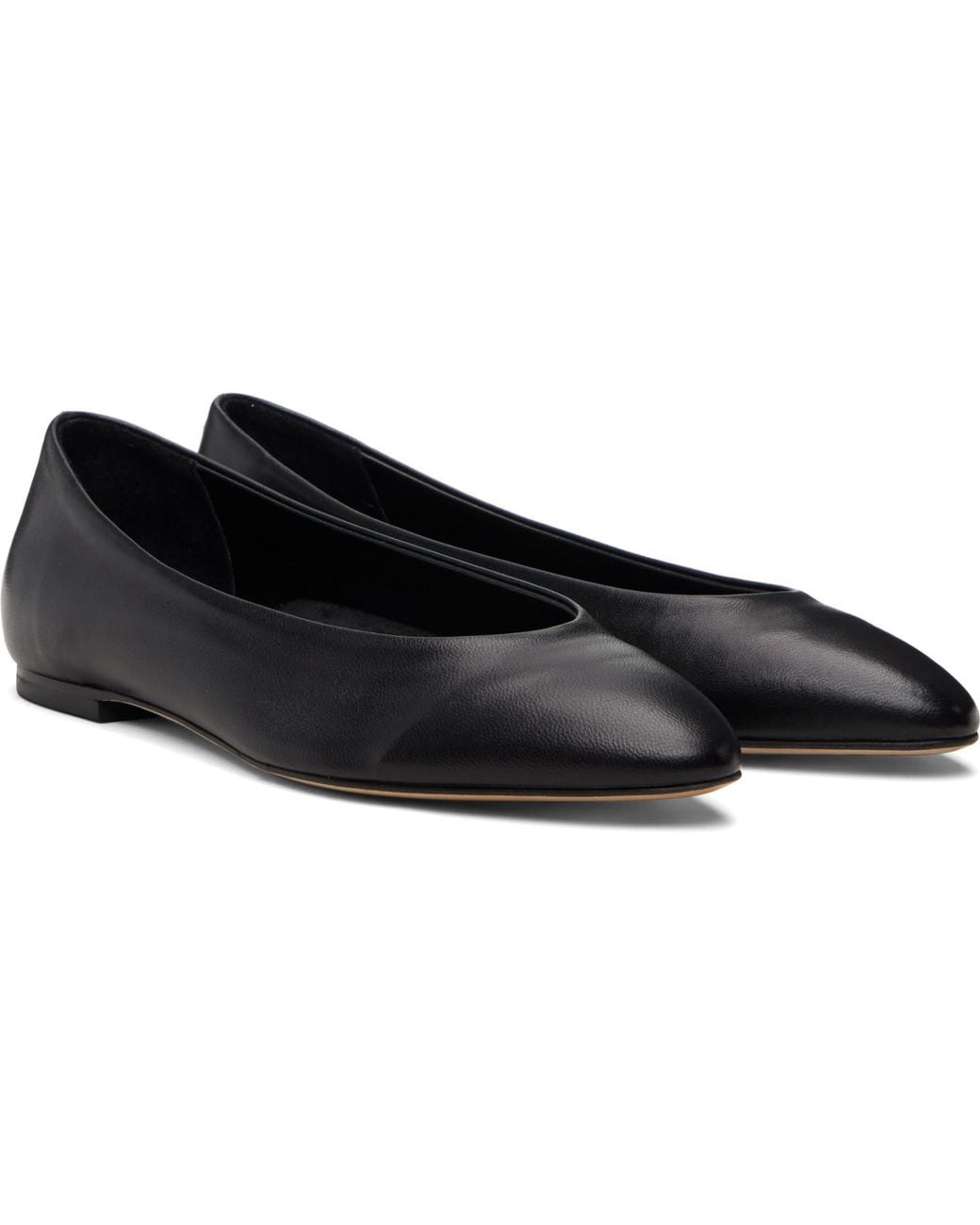 Aeyde Black Ellie Almond-Toe Flats