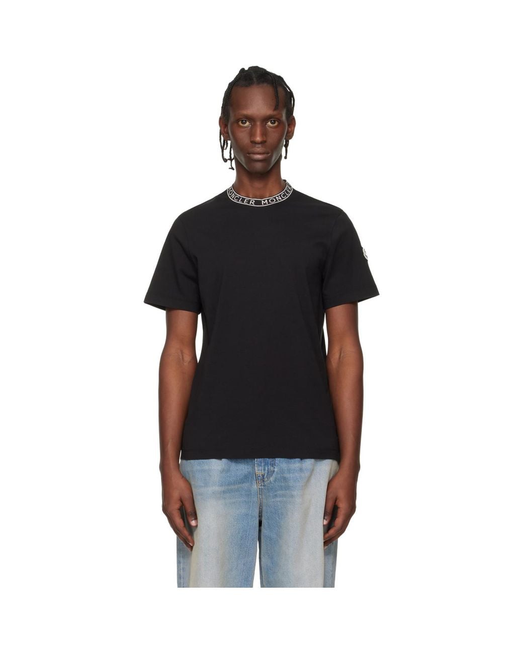 Moncler Black Logo-Trimmed Cotton T-Shirt for men