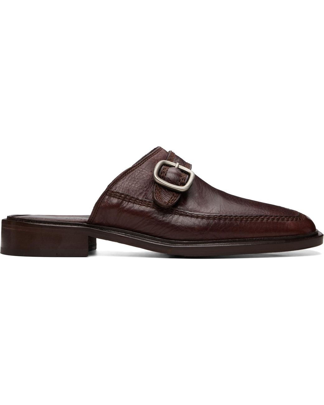 Hereu Brown Burgundy Bernat Mule Loafers for men