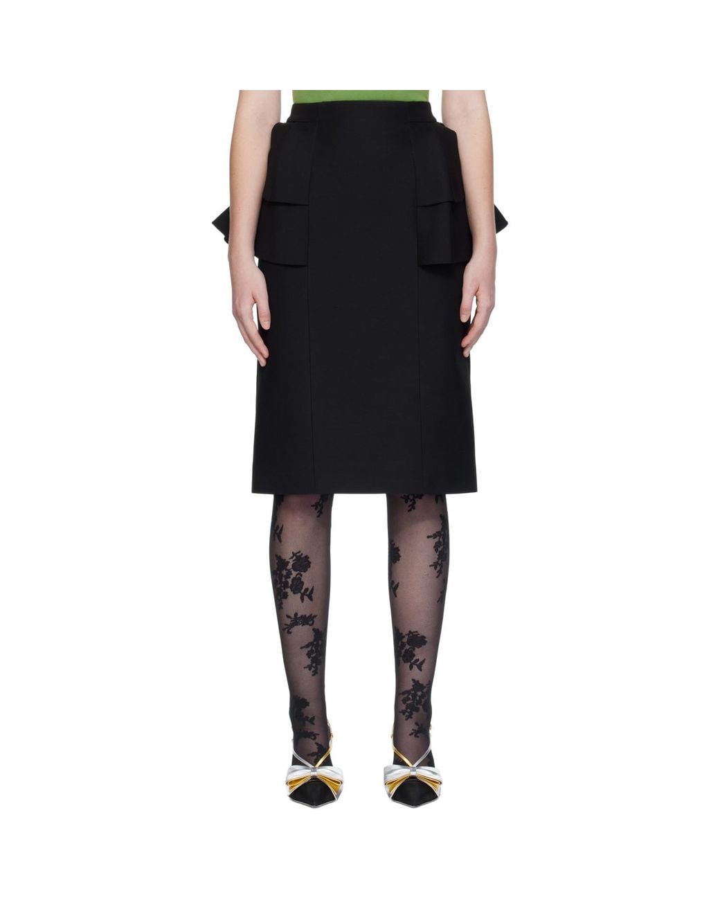Valentino Black Crepe Couture Midi Skirt