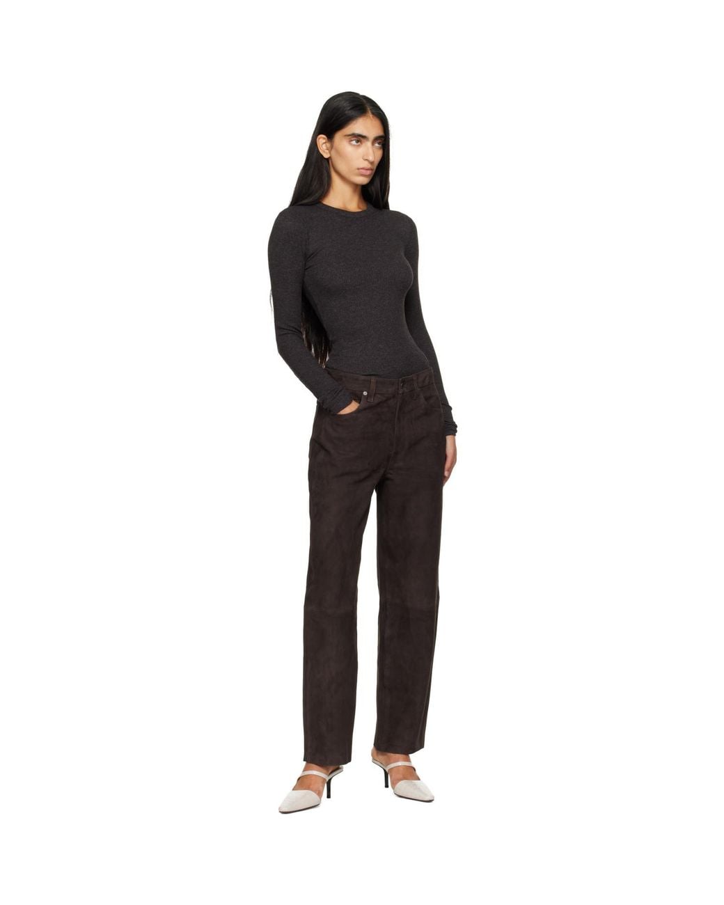 Citizens of Humanity Black Miro Relaxed Suede Pants