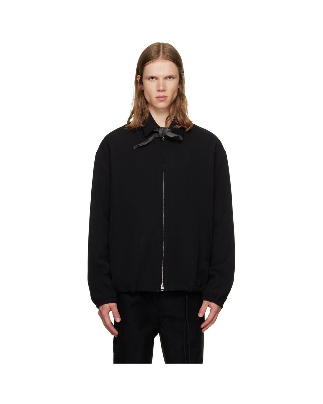 Song For The Mute Black Slim Poly Gab Coach Jacket for men