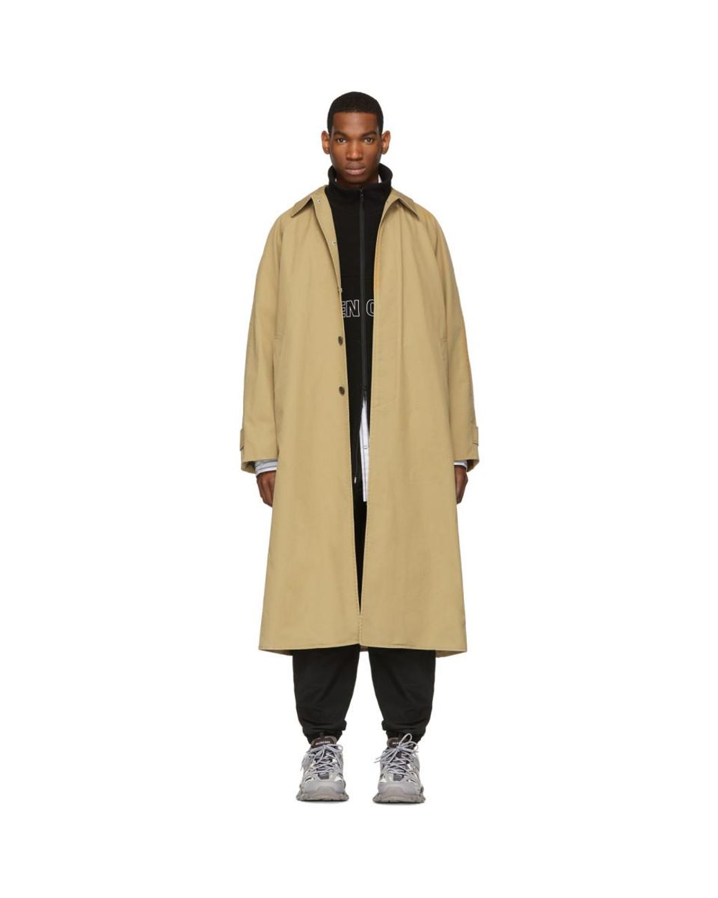 samle angst licens Balenciaga Beige Long Opera Car Coat in Natural for Men | Lyst