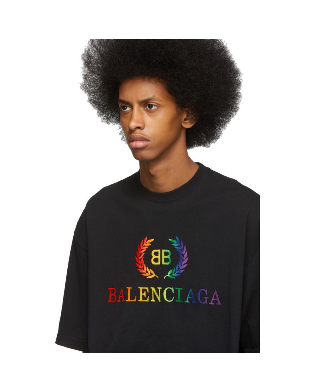 Balenciaga Cotton Black Rainbow Bb Regular Fit T-shirt for Men | Lyst